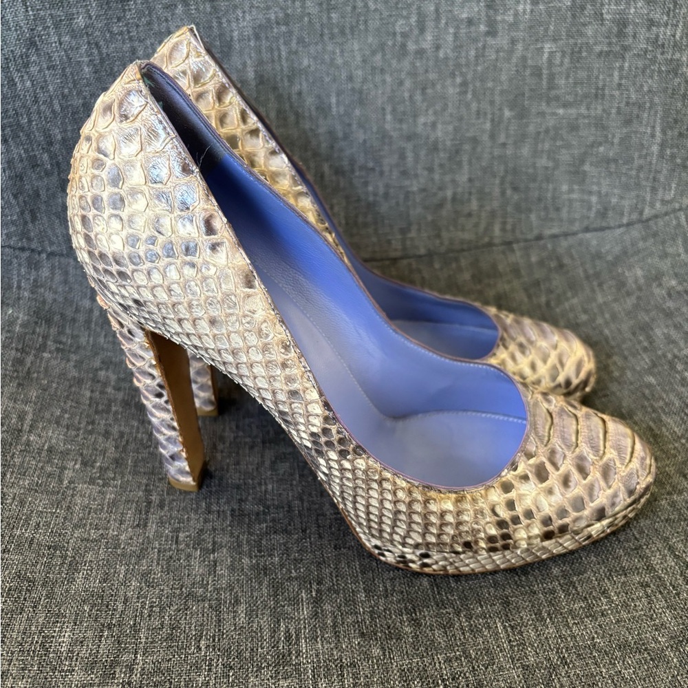 Sergio Rossi Grey Lavender Python Platform Snakes… - image 7